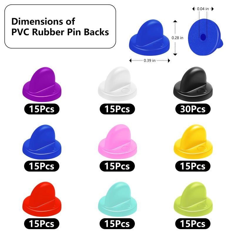 DUFEIMOY 150Pcs Rubber Pin Backs Locking, Locking Pin Backs with Storage Case, Pin Backs Pin Keepers for Brooch Tie Hat Badge Insignia, Multicolor Silicone Pin Locks - Image 2